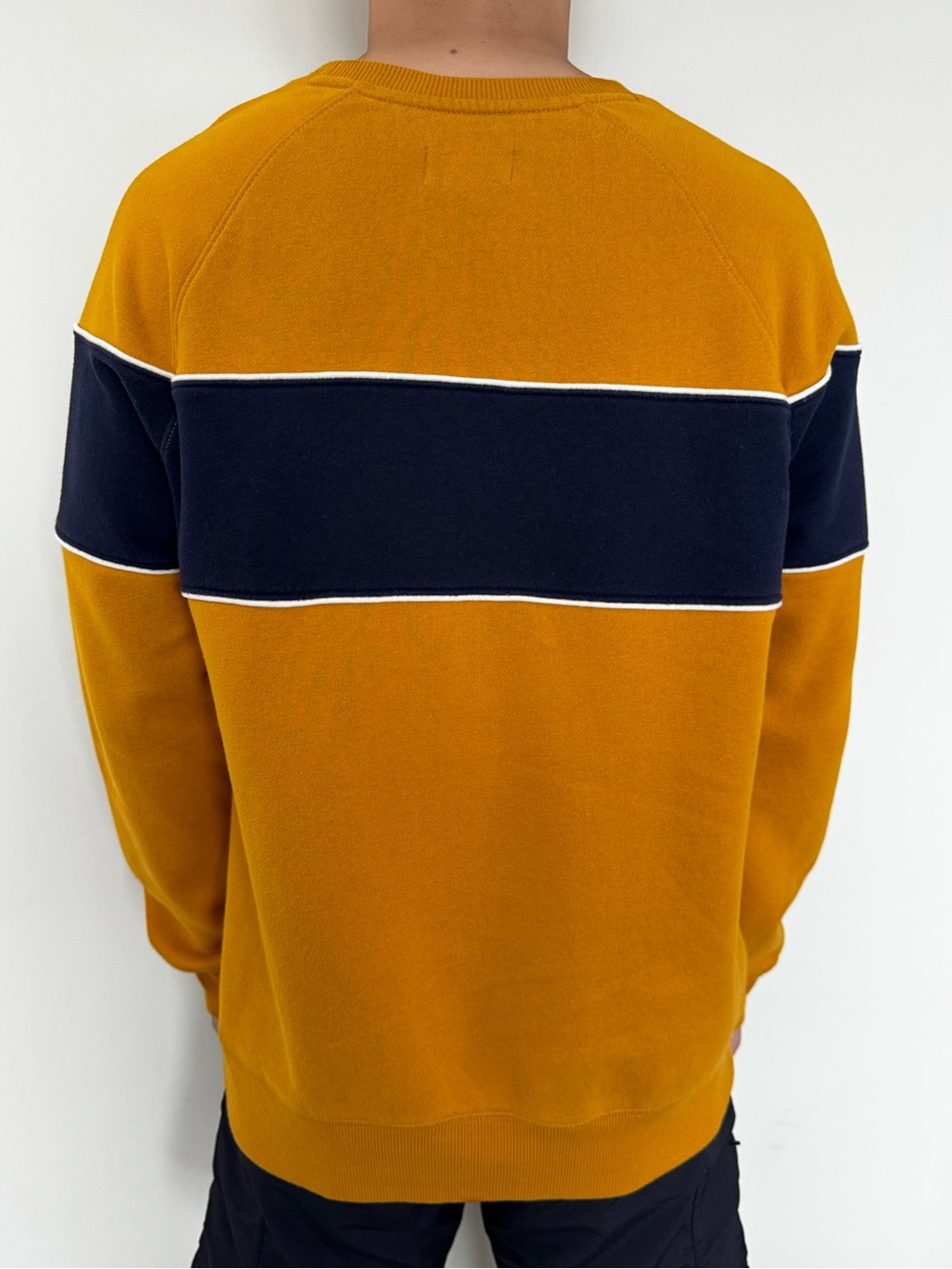 Goodfellow & Co Mustard and Navy Colorblock Crewneck Sweater